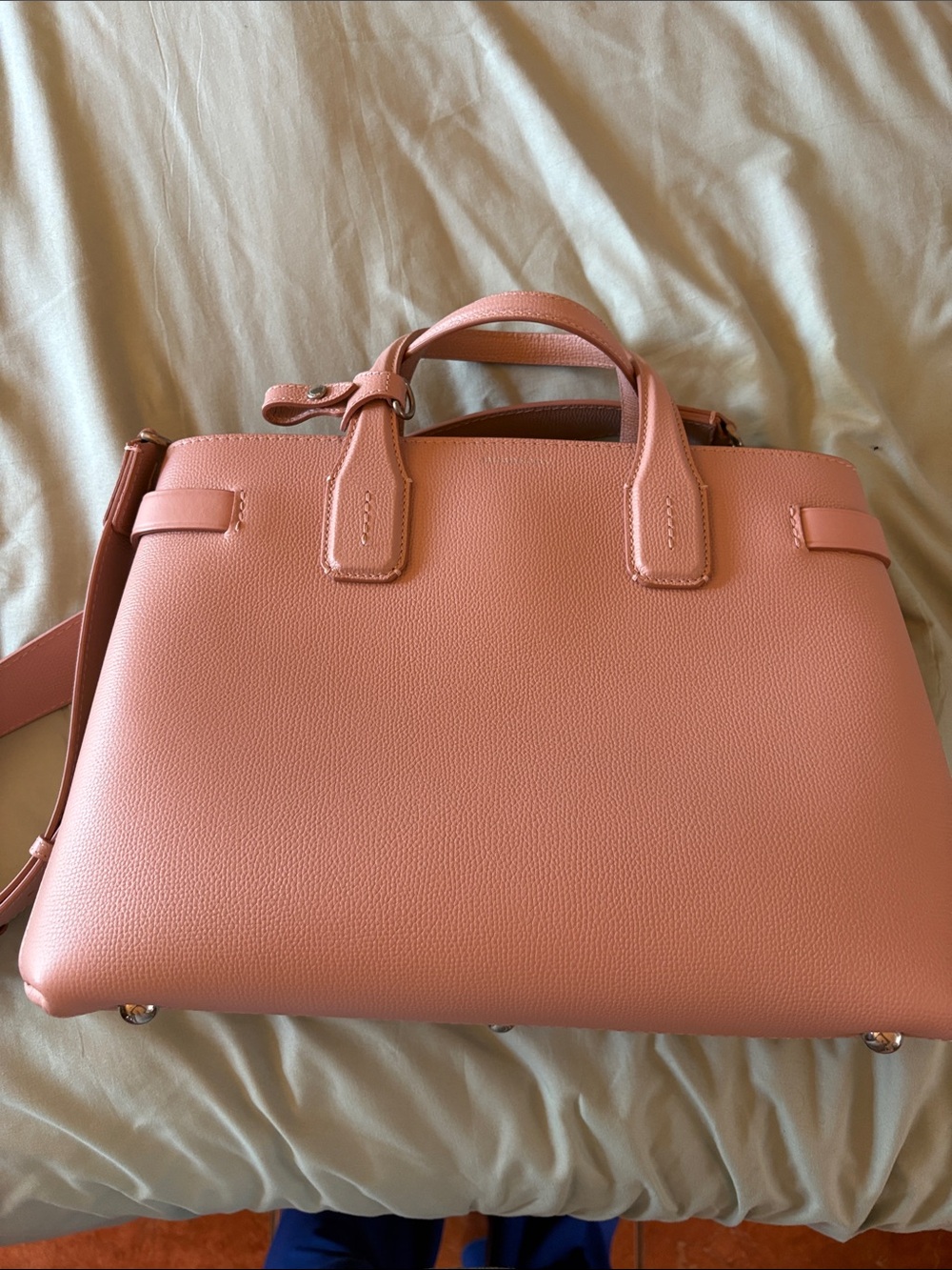 Like New Burberry Women's Structured Tote Bag in Coral Pink